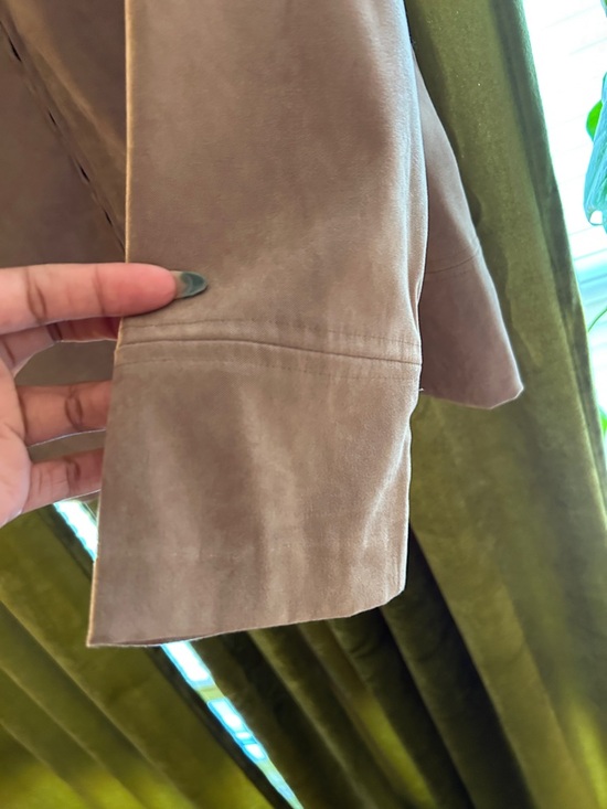 Women’s Vintage Notations Taupe Suede Zip-Front Jacket - Picture 5 of 9